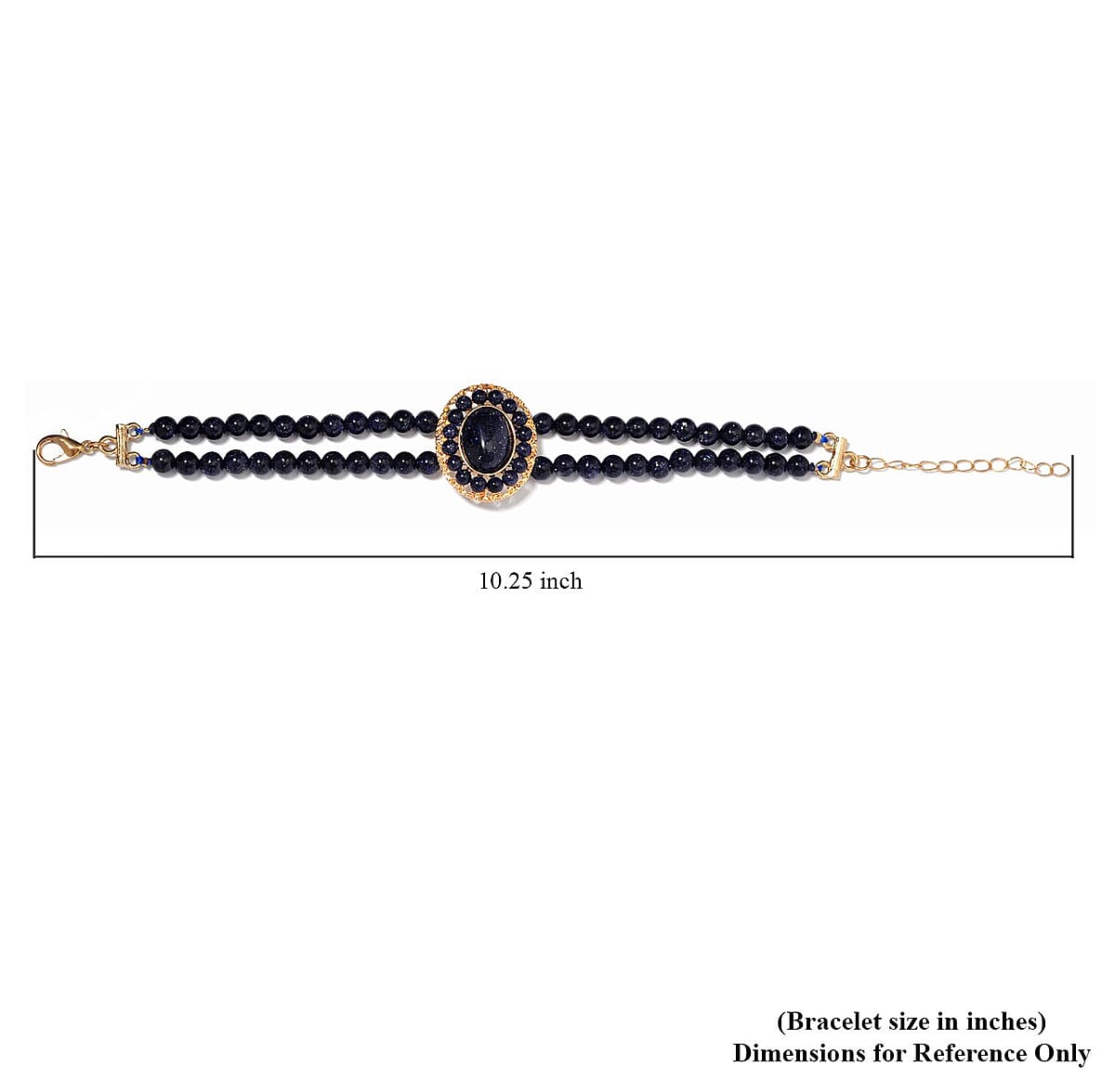 Blue Sandstone Halo Dangle Earrings and Double Row Bracelet (8.0-10.0In) in Goldtone 140.60 ctw image number 4