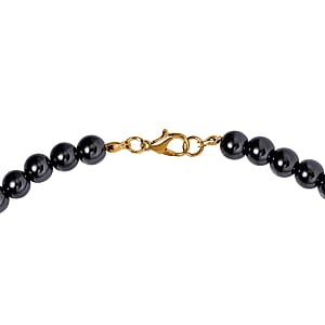 Yellow Tiger's Eye and Simulated Diamond Spaceman Pendant with Hematite Beaded Necklace 20 Inches in Goldtone 426.00 ctw