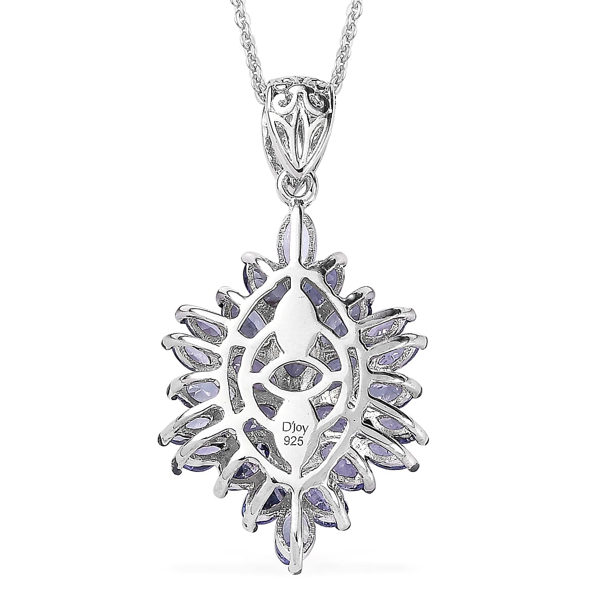 Tanzanite 4.70 ctw Floral Spray Pendant Necklace in Platinum Over Sterling Silver 20 Inches
