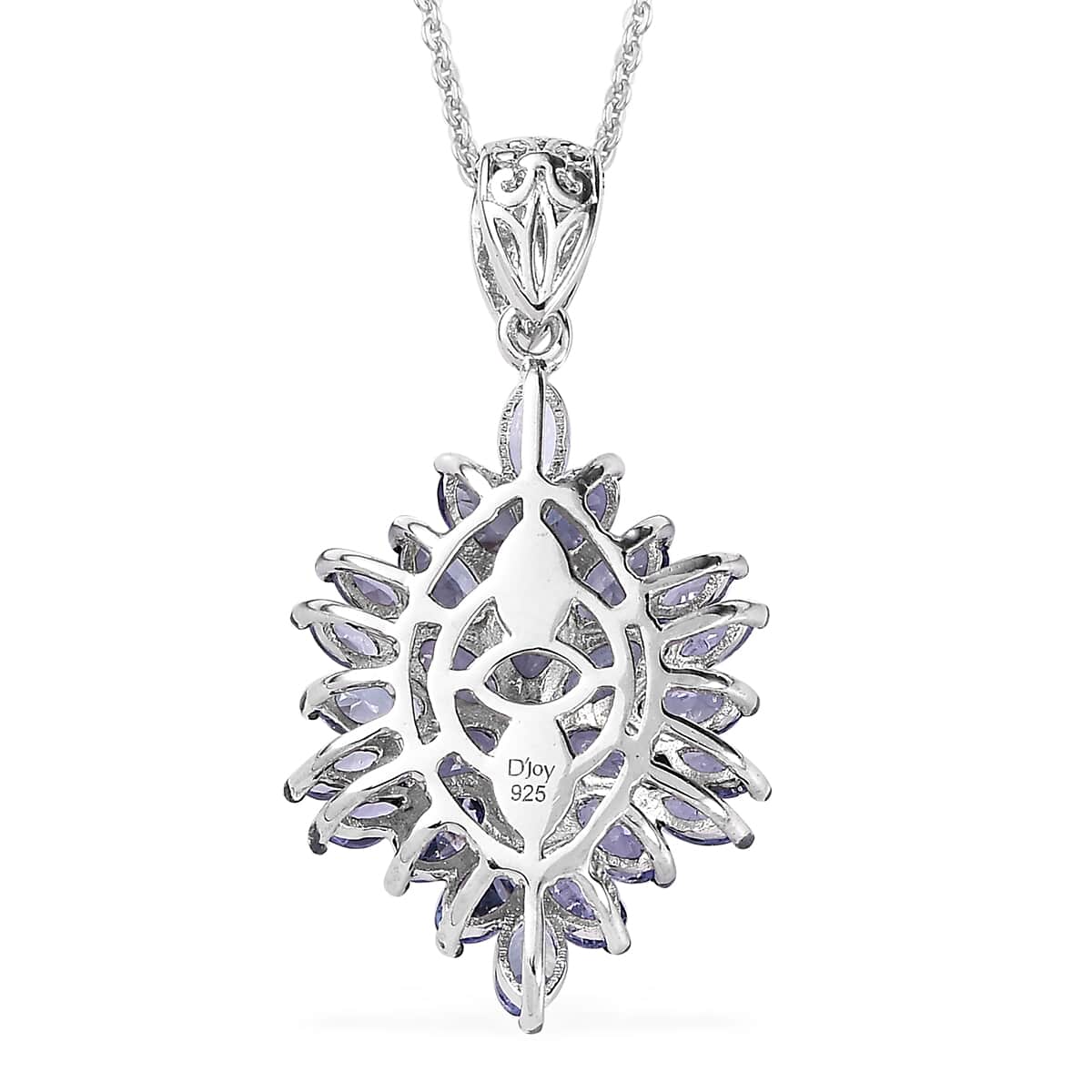 Tanzanite 4.70 ctw Floral Spray Pendant Necklace in Platinum Over Sterling Silver 20 Inches image number 4