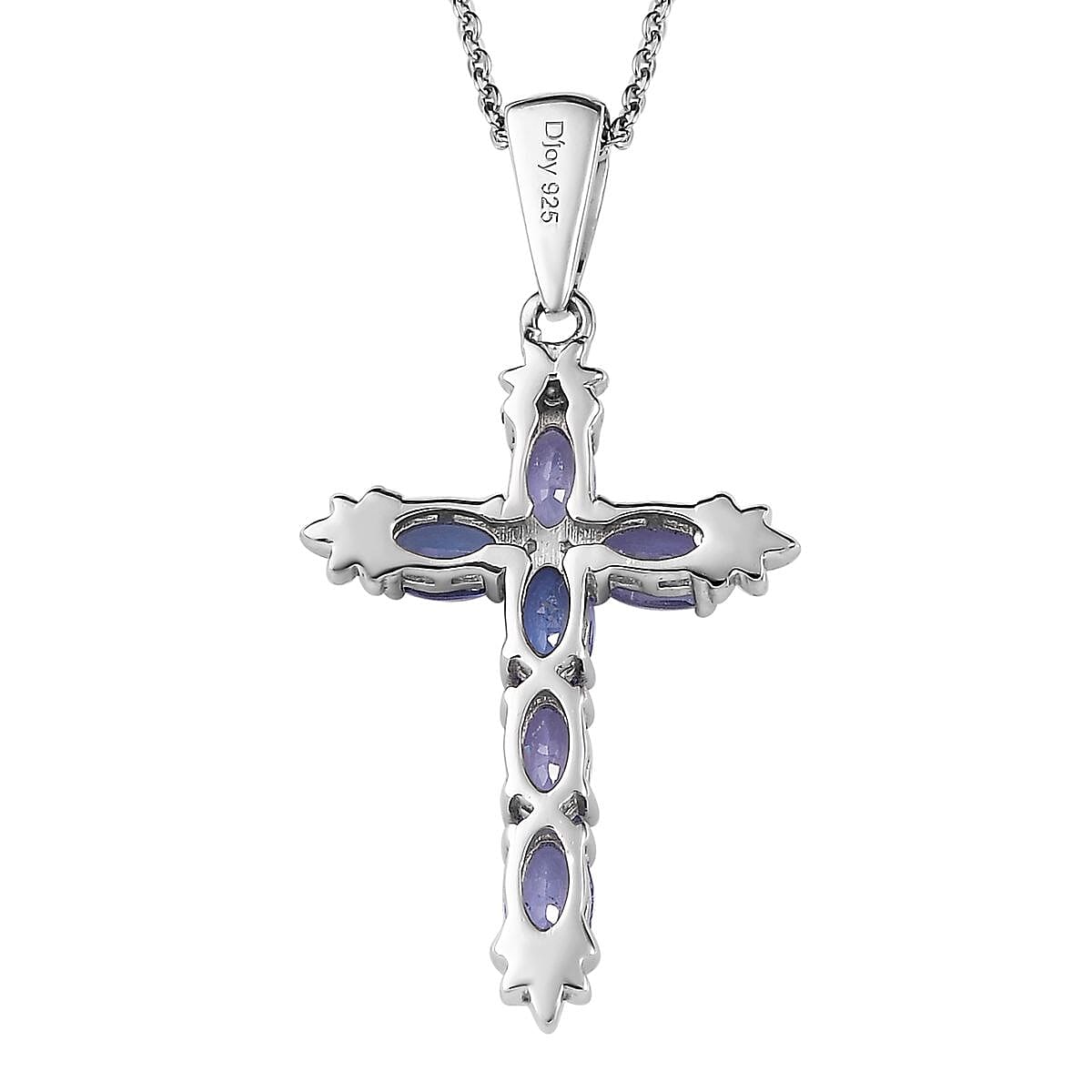 Tanzanite Cross Pendant Necklace 20 Inches in Platinum Over Sterling Silver 1.40 ctw