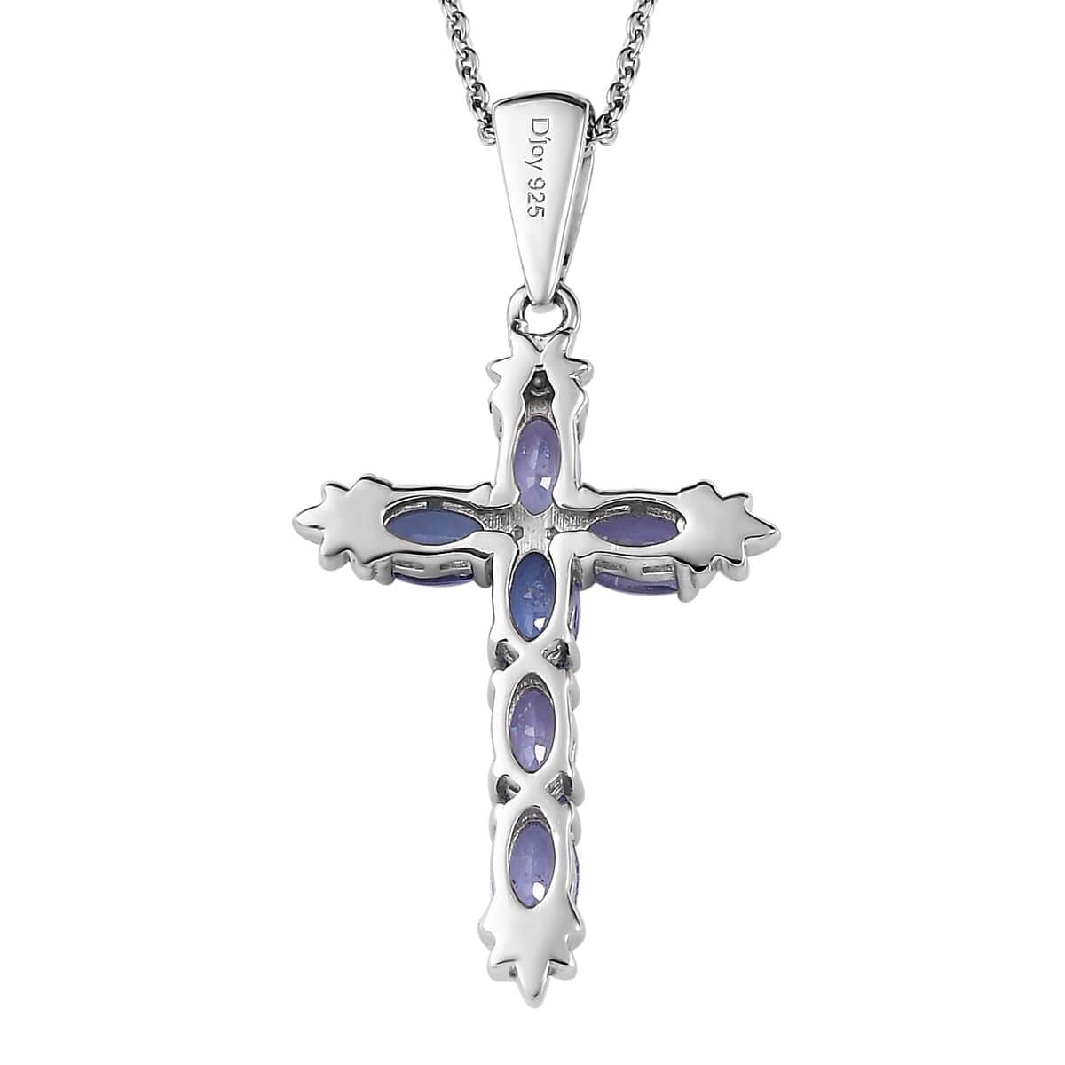 Tanzanite Cross Pendant Necklace (20 Inches) in Platinum Over Sterling Silver 1.40 ctw image number 4