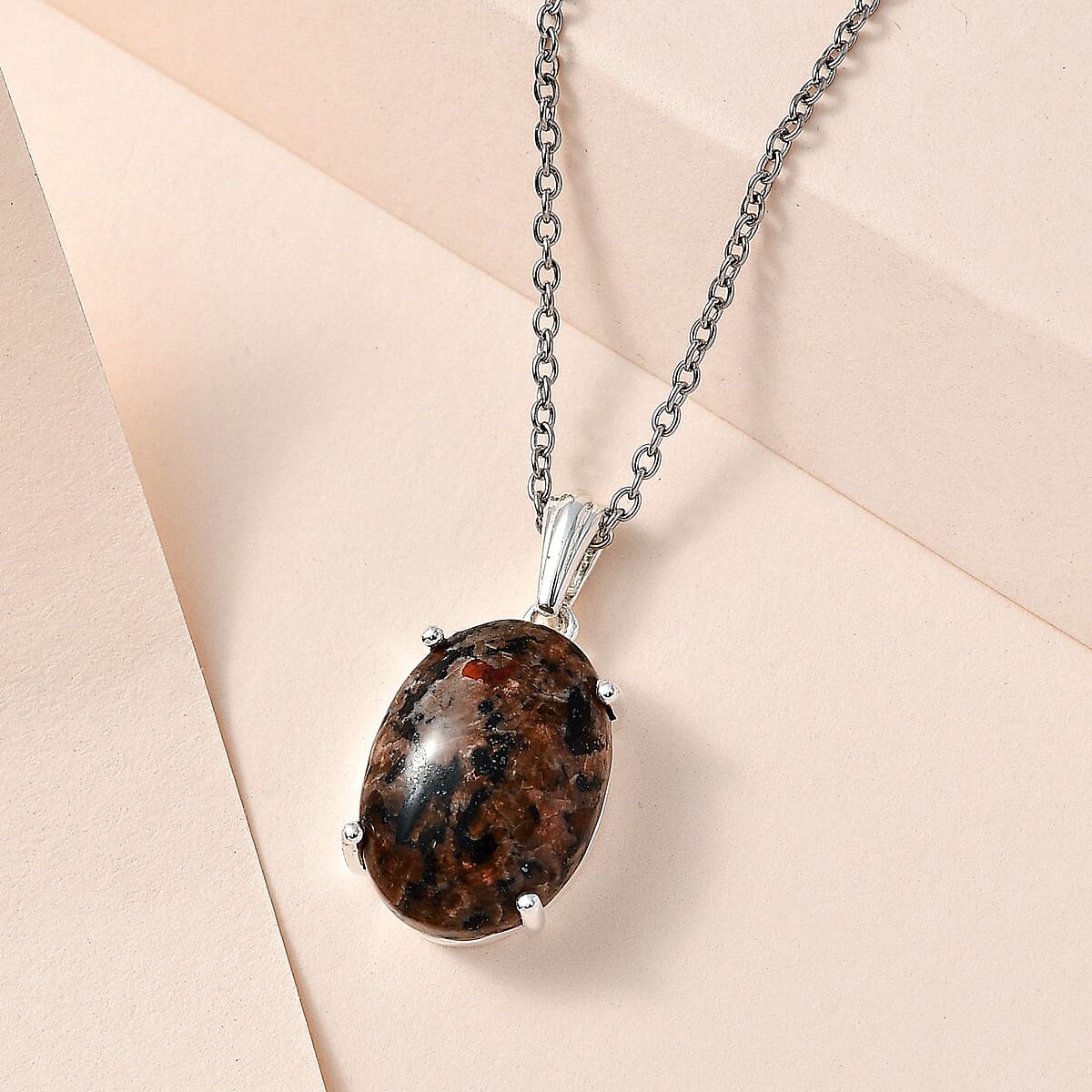 Natural Yooperlite Solitaire Pendant in Sterling Silver with Stainless Steel Necklace 20 Inches 12.35 ctw image number 1