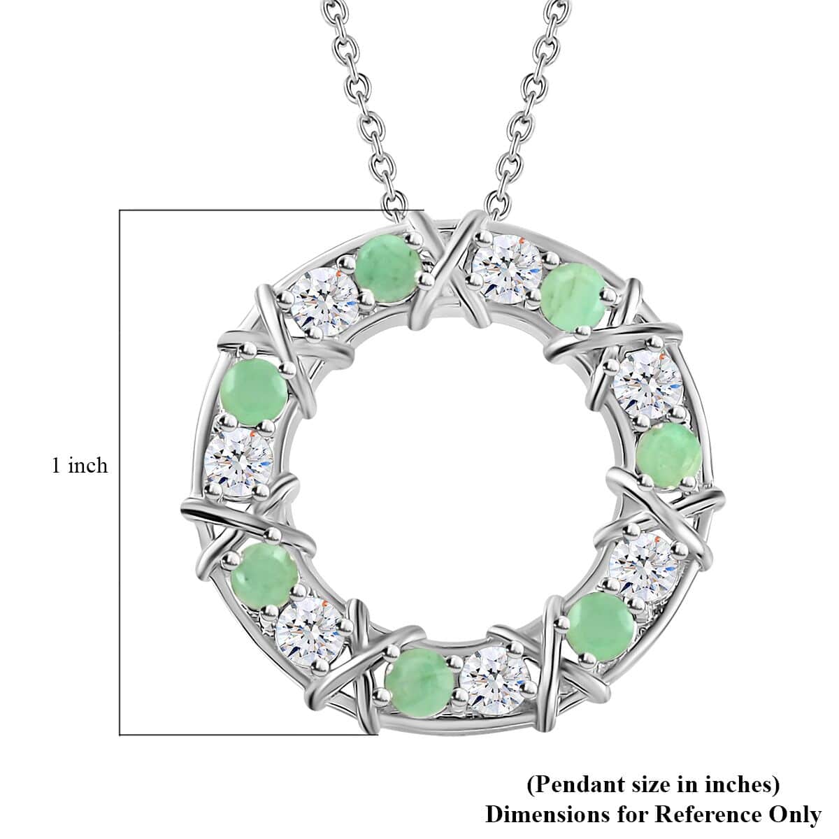Doorbuster Emerald and Moissanite Pendant Necklace 20 Inches in Vermeil Yellow Gold and Platinum Over Sterling Silver 1.60 ctw image number 4