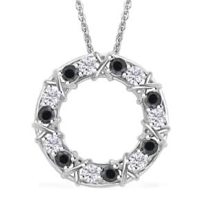 Doorbuster Blue Sapphire and Moissanite XO Pendant Necklace 20 Inches in Vermeil YG and Platinum Over Sterling Silver 1.85 ctw