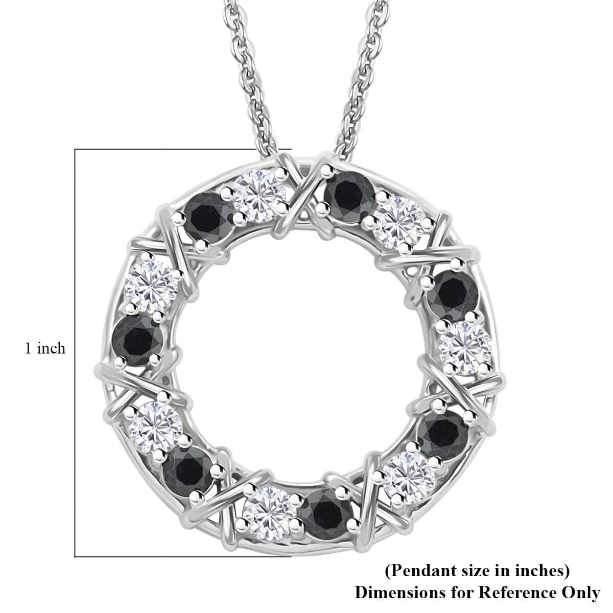 Blue Sapphire and Moissanite XO Pendant Necklace 20 Inches in Platinum Over Sterling Silver 1.85 ctw image number 5