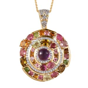 GP Celestial Dream Collection Premium African Amethyst and Multi Gemstone 5.25 ctw Pendant Necklace in Vermeil Yellow Gold Over Sterling Silver 20 Inches