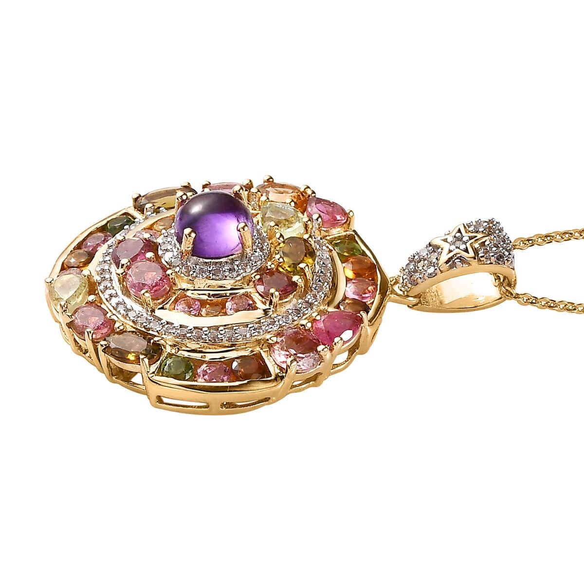 GP Celestial Dream Collection Premium African Amethyst and Multi Gemstone 5.25 ctw Pendant Necklace in Vermeil Yellow Gold Over Sterling Silver 20 Inches image number 3