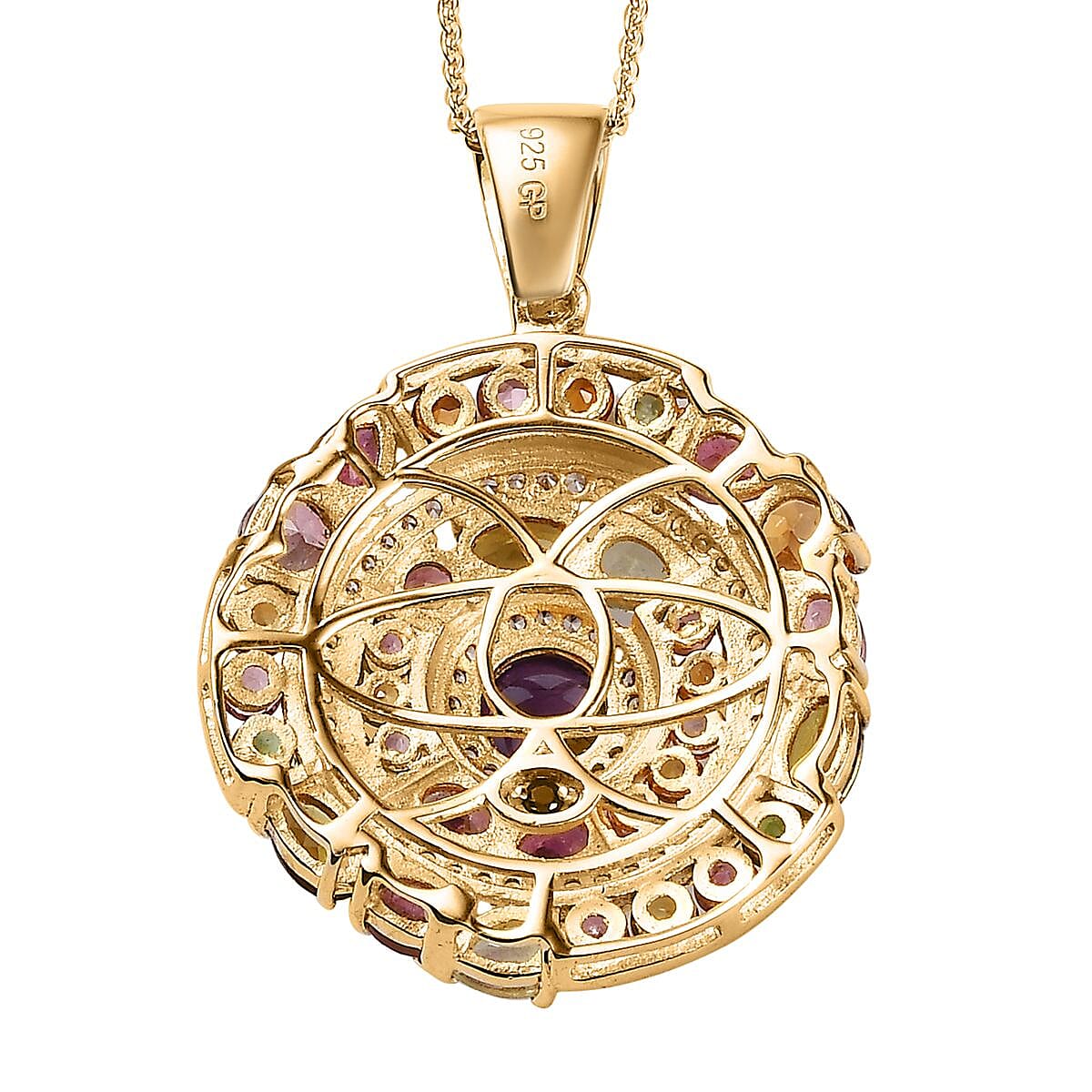 GP Celestial Dream Collection Premium African Amethyst and Multi Gemstone 5.25 ctw Pendant Necklace in Vermeil Yellow Gold Over Sterling Silver 20 Inches