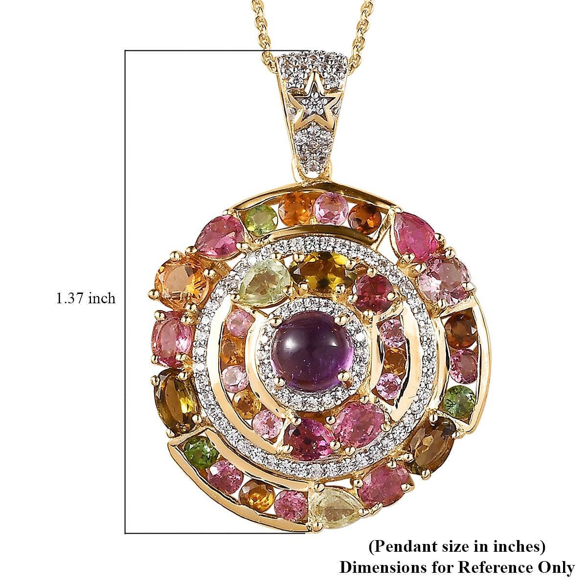 GP Celestial Dream Collection Premium African Amethyst and Multi Gemstone 5.25 ctw Pendant Necklace in Vermeil Yellow Gold Over Sterling Silver 20 Inches