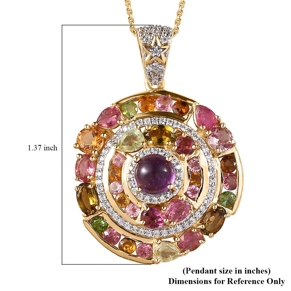 GP Celestial Dream Collection Premium African Amethyst and Multi Gemstone 5.25 ctw Pendant Necklace in Vermeil Yellow Gold Over Sterling Silver 20 Inches image number 6