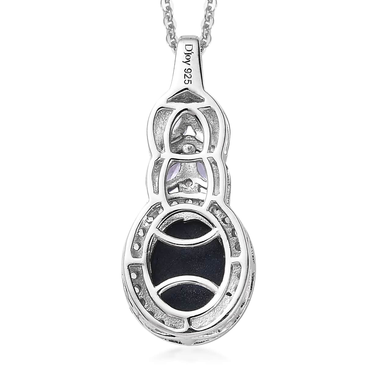 Blue Star Sapphire (DF) and Multi Gemstone Halo Pendant Necklace 20 Inches in Platinum Over Sterling Silver 5.40 ctw image number 4