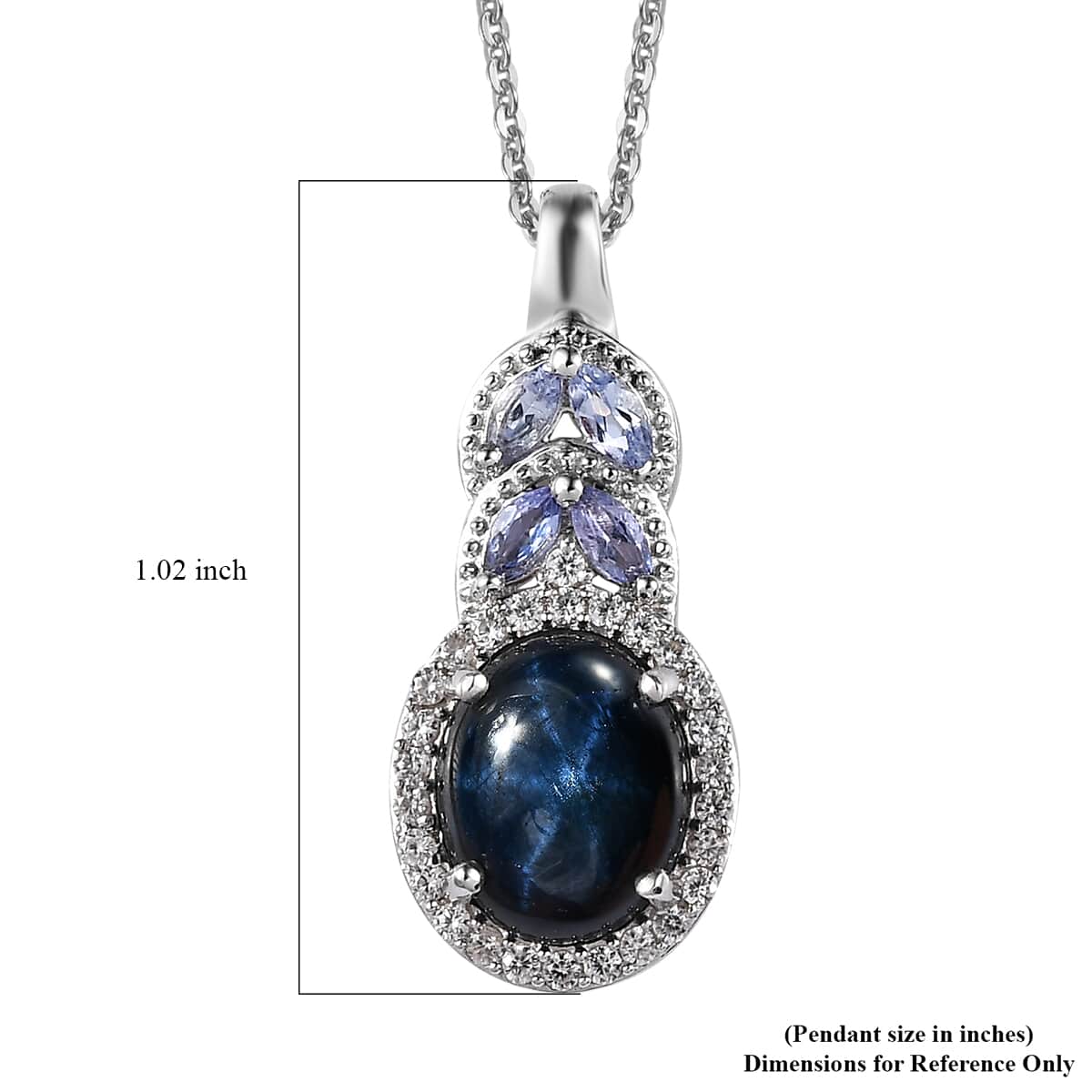 Blue Star Sapphire (DF) and Multi Gemstone Halo Pendant Necklace 20 Inches in Platinum Over Sterling Silver 5.40 ctw image number 6