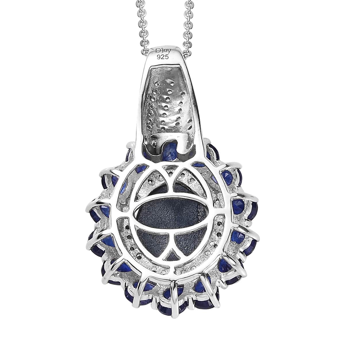 Blue Star Sapphire (DF) and Multi Gemstone Floral Pendant Necklace 20 Inches in Platinum Over Sterling Silver 9.60 ctw image number 4