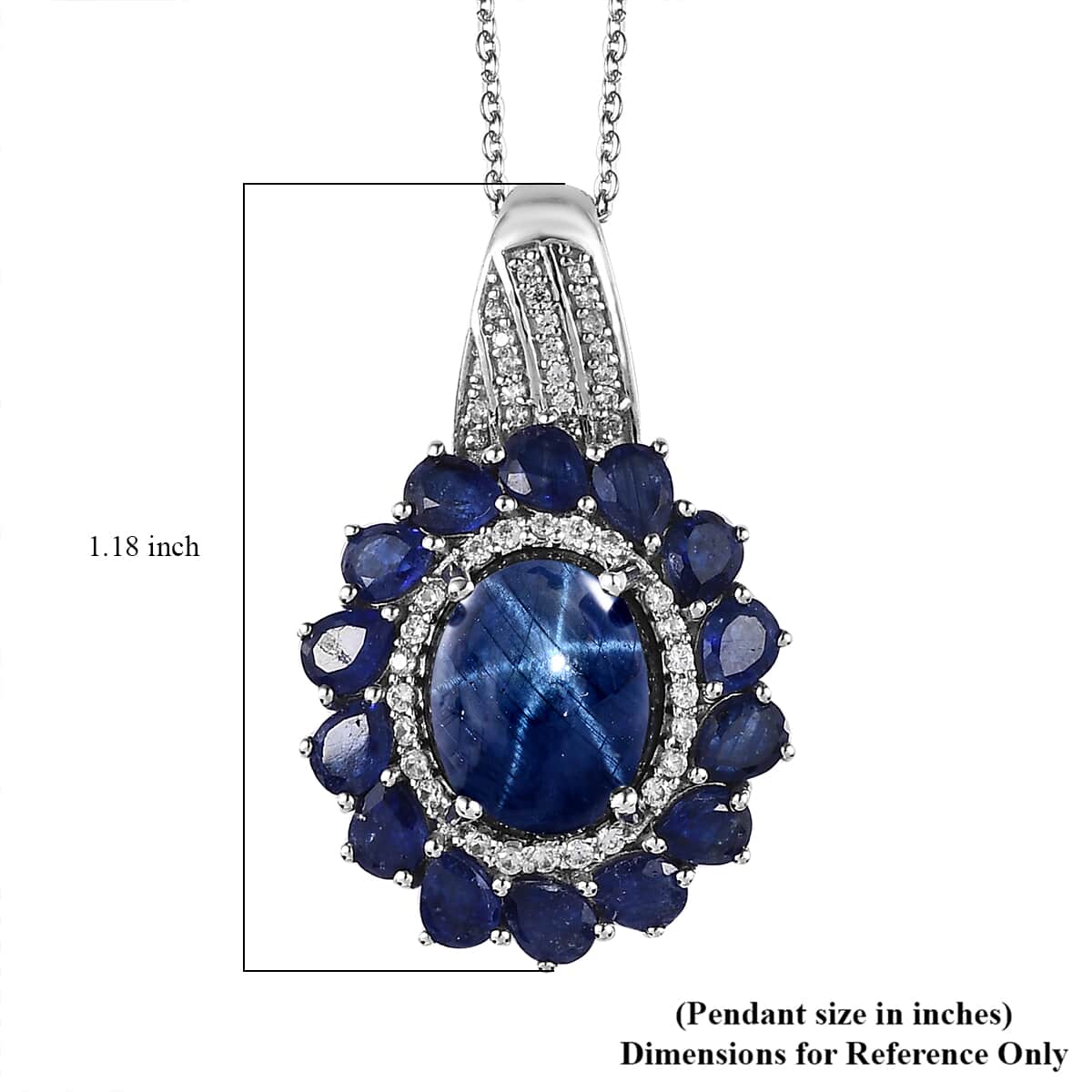 Blue Star Sapphire (DF) and Multi Gemstone Floral Pendant Necklace 20 Inches in Platinum Over Sterling Silver 9.60 ctw image number 5