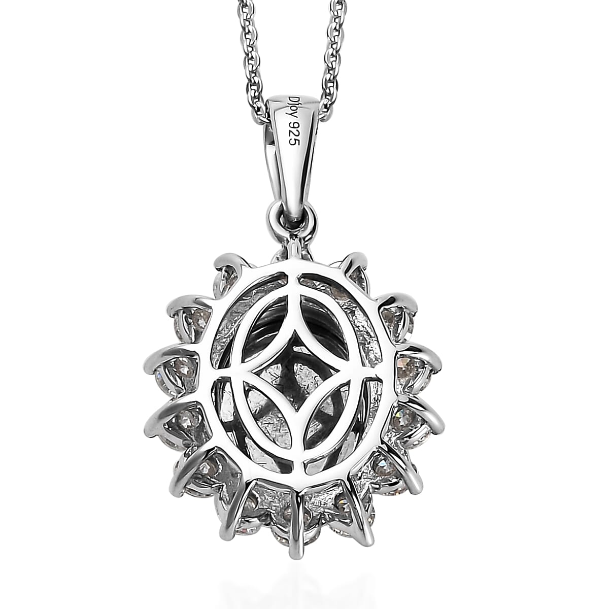 Aurora Moonstone and Moissanite Sunburst Pendant Necklace 20 Inches in Platinum Over Sterling Silver 4.75 ctw
