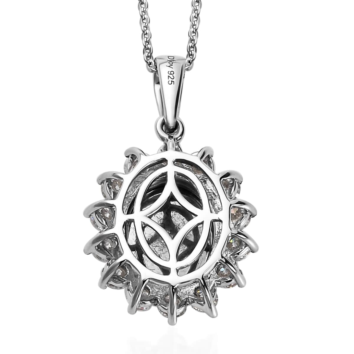 Aurora Moonstone and Moissanite Sunburst Pendant Necklace 20 Inches in Platinum Over Sterling Silver 4.75 ctw image number 5