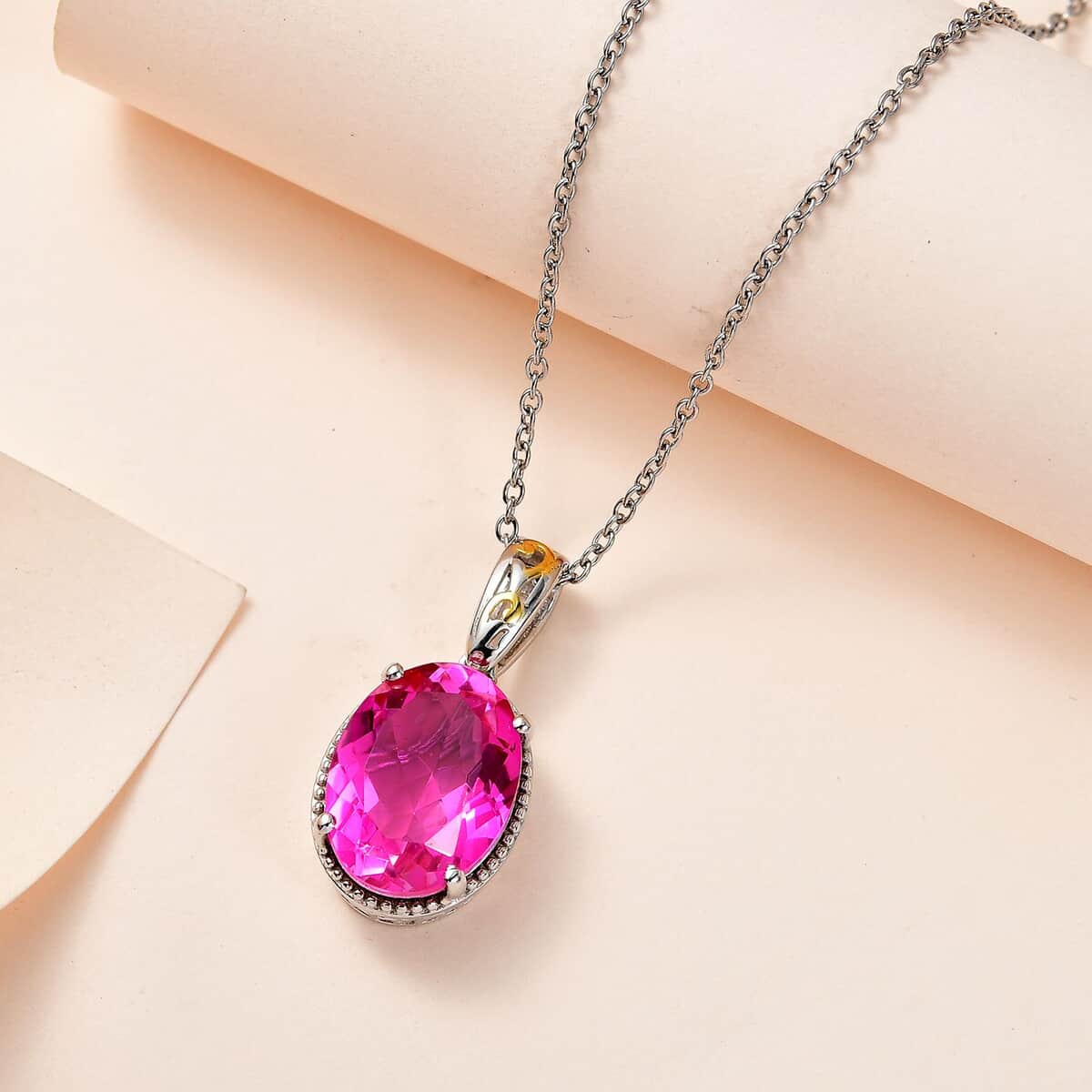 Karis Radiant Orchid Quartz Pendant in 18K YG Plated and Platinum Bond with Stainless Steel Necklace 20 Inches 9.35 ctw image number 1