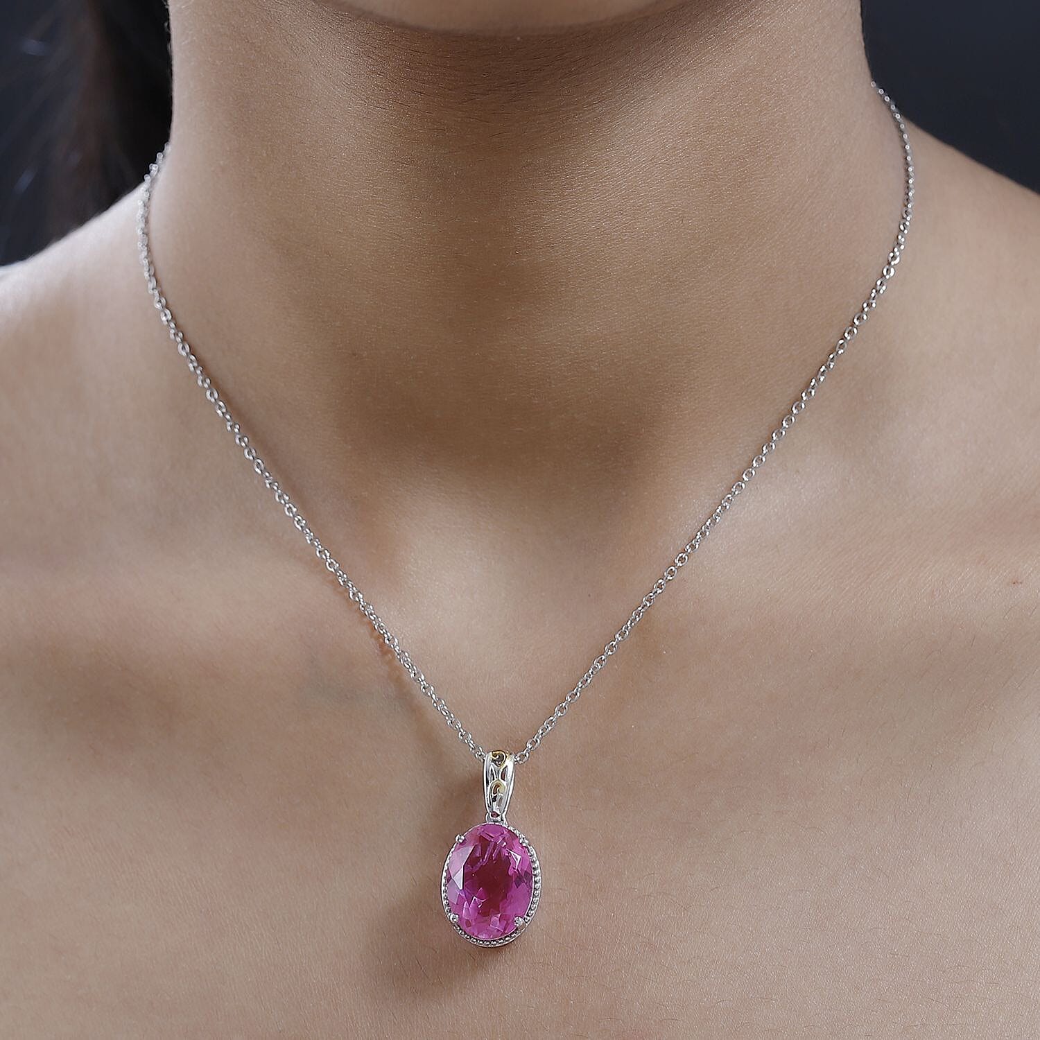 Karis Radiant Orchid Quartz Pendant in 18K YG Plated and Platinum Bond with Stainless Steel Necklace 20 Inches 9.35 ctw