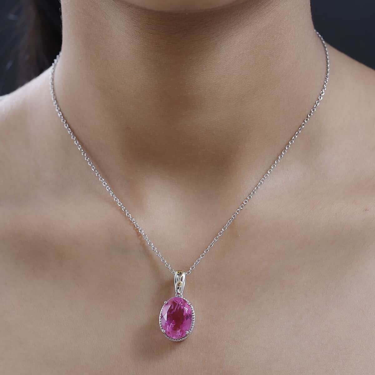 Karis Radiant Orchid Quartz Pendant in 18K YG Plated and Platinum Bond with Stainless Steel Necklace 20 Inches 9.35 ctw image number 2