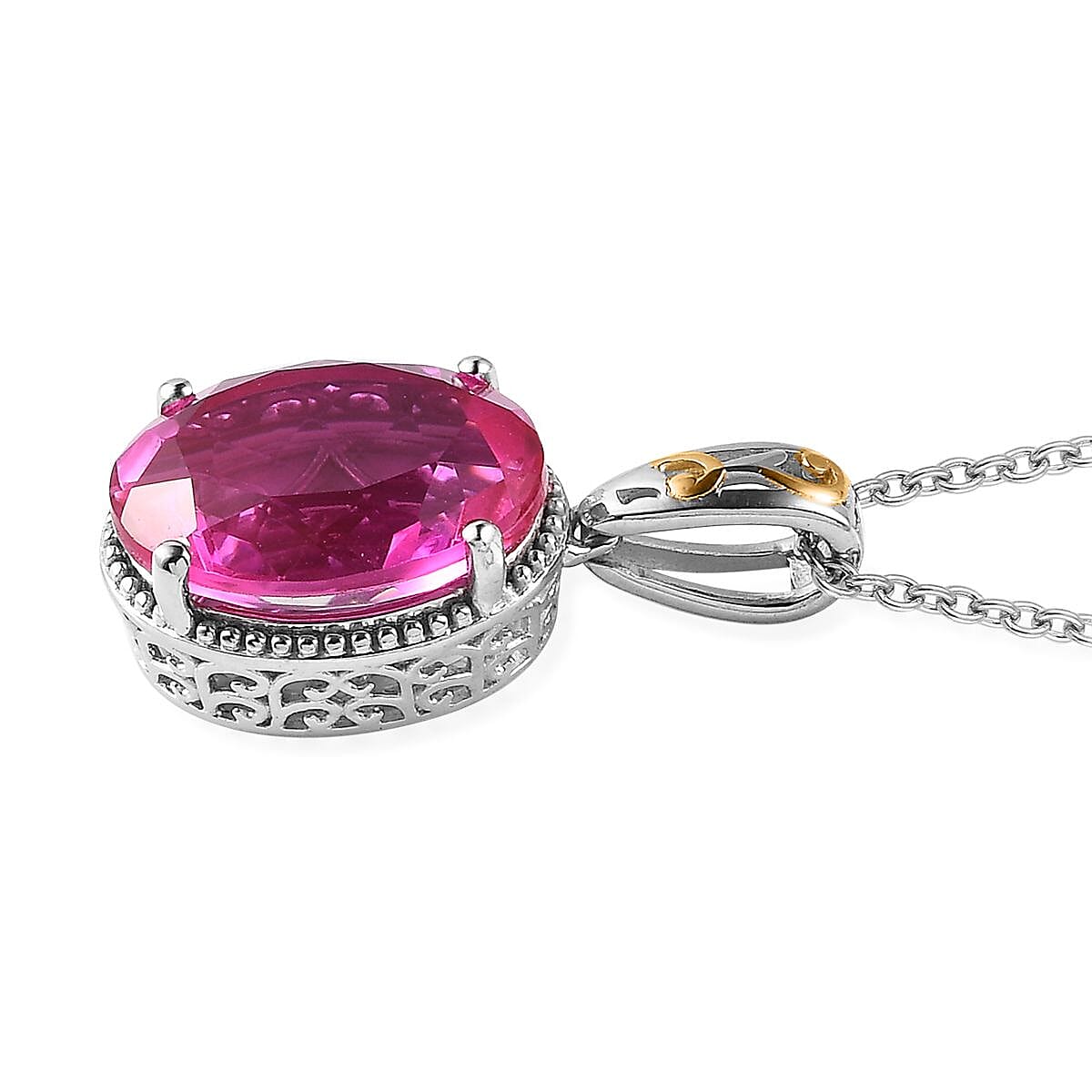 Karis Radiant Orchid Quartz Pendant in 18K YG Plated and Platinum Bond with Stainless Steel Necklace 20 Inches 9.35 ctw