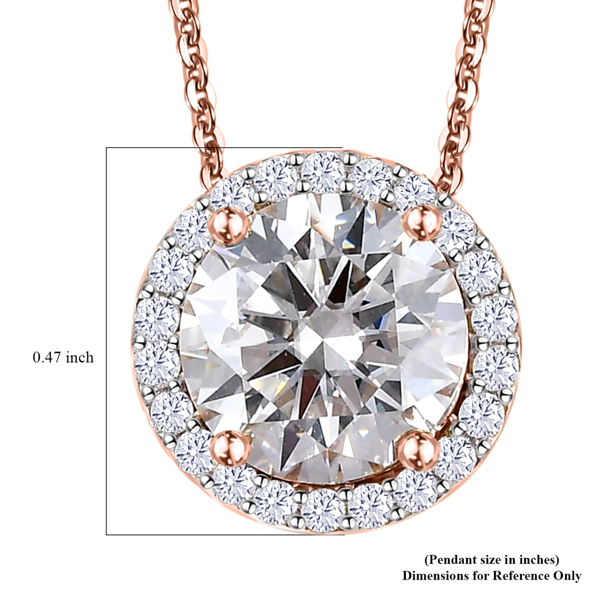 Moissanite Pendant Necklace 20 Inches in Vermeil Rose Gold Over Sterling Silver 2.70 ctw image number 6