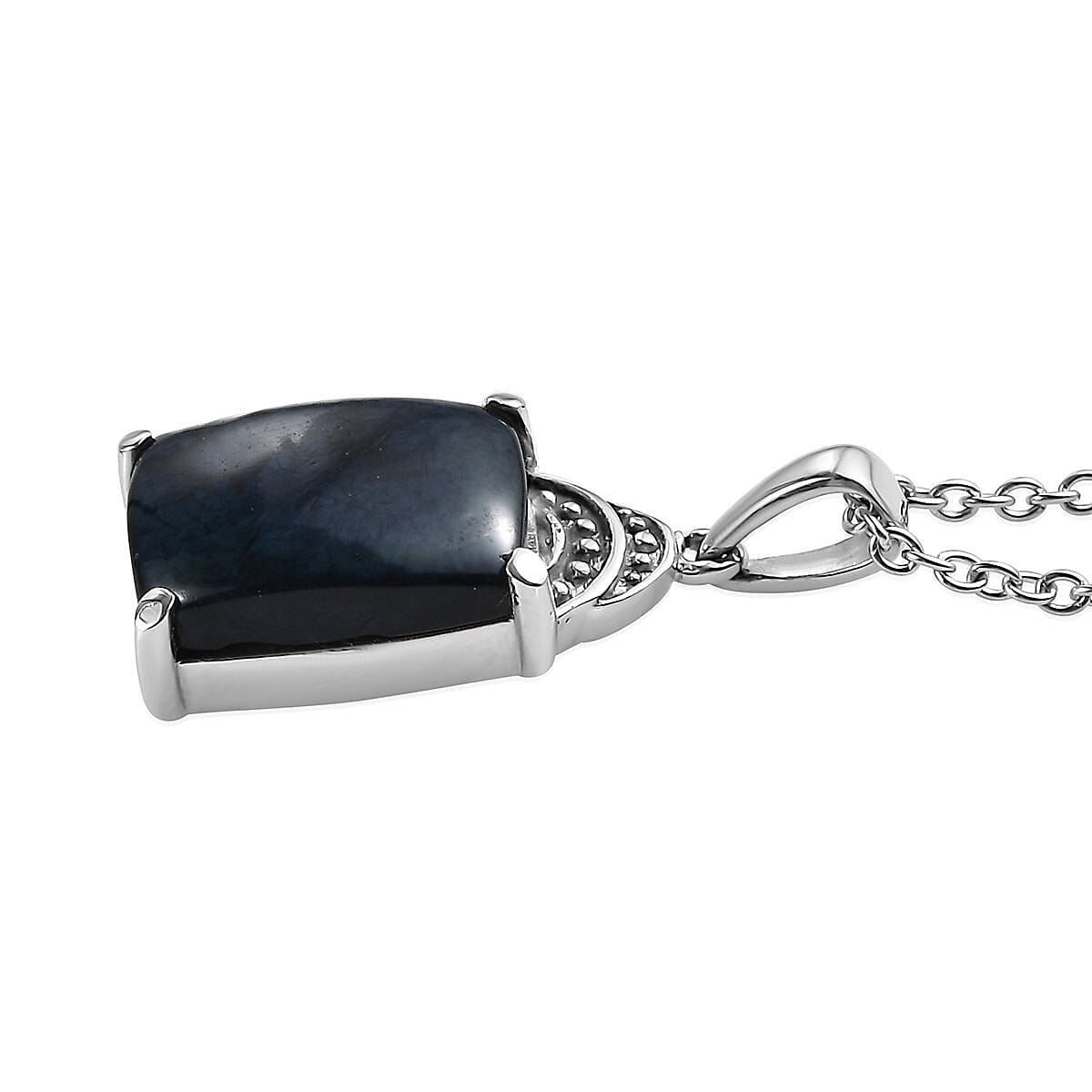 Australian Vivianite Solitaire Ring (Size 7.0) and Pendant Necklace 20 Inches in Stainless Steel 11.40 ctw image number 7