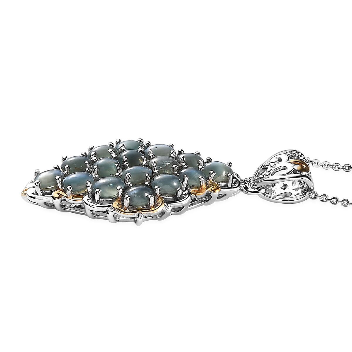Premium Alexandrite Cat's Eye Pendant Necklace (20 Inches) in Vermeil YG and Platinum Over Sterling Silver 3.75 ctw