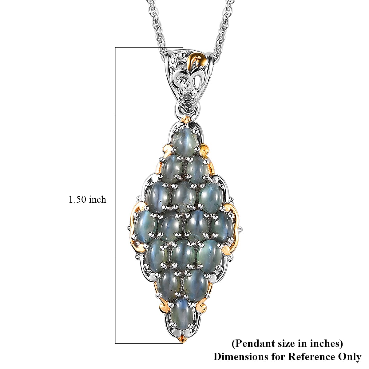 Premium Alexandrite Cat's Eye Pendant Necklace (20 Inches) in Vermeil YG and Platinum Over Sterling Silver 3.75 ctw