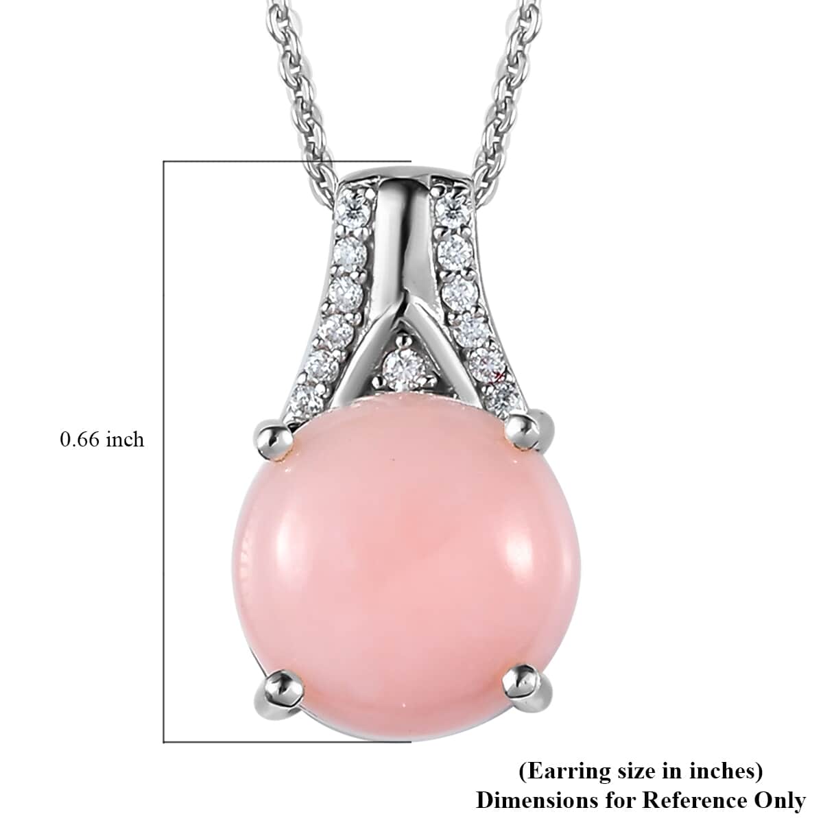 Peruvian Pink Opal and Moissanite Pendant Necklace 20 Inches in Platinum Over Sterling Silver 3.15 ctw image number 6