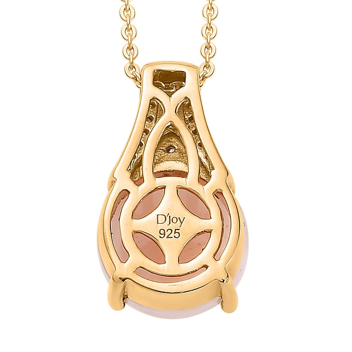 Oregon Peach Opal and Moissanite Pendant Necklace 20 Inches in Vermeil Yellow Gold Over Sterling Silver 3.40 ctw