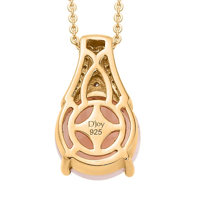 Oregon Peach Opal and Moissanite Pendant Necklace 20 Inches in Vermeil Yellow Gold Over Sterling Silver 3.40 ctw