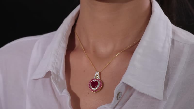 Pink Topaz and White Topaz Pendant Necklace 20 Inches in Vermeil Yellow Gold Over Sterling Silver 13.10 ctw
