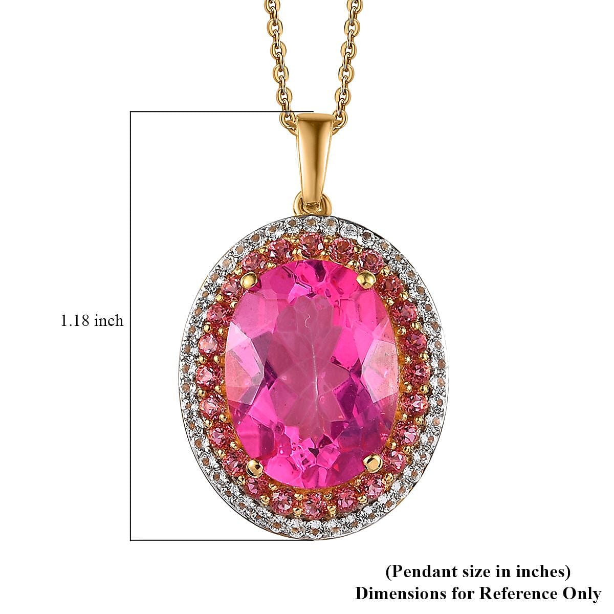 Pink Topaz and White Topaz Pendant Necklace 20 Inches in Vermeil Yellow Gold Over Sterling Silver 13.10 ctw image number 5