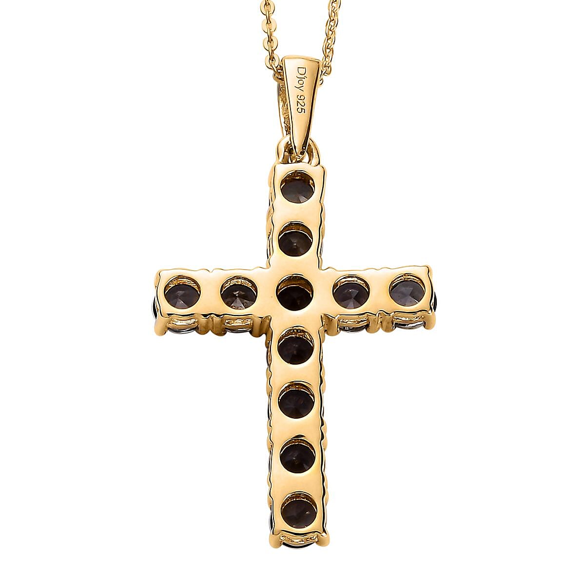 Parti Sapphire Cross Pendant Necklace 20 Inches in Vermeil Yellow Gold Over Sterling Silver 3.50 ctw image number 4
