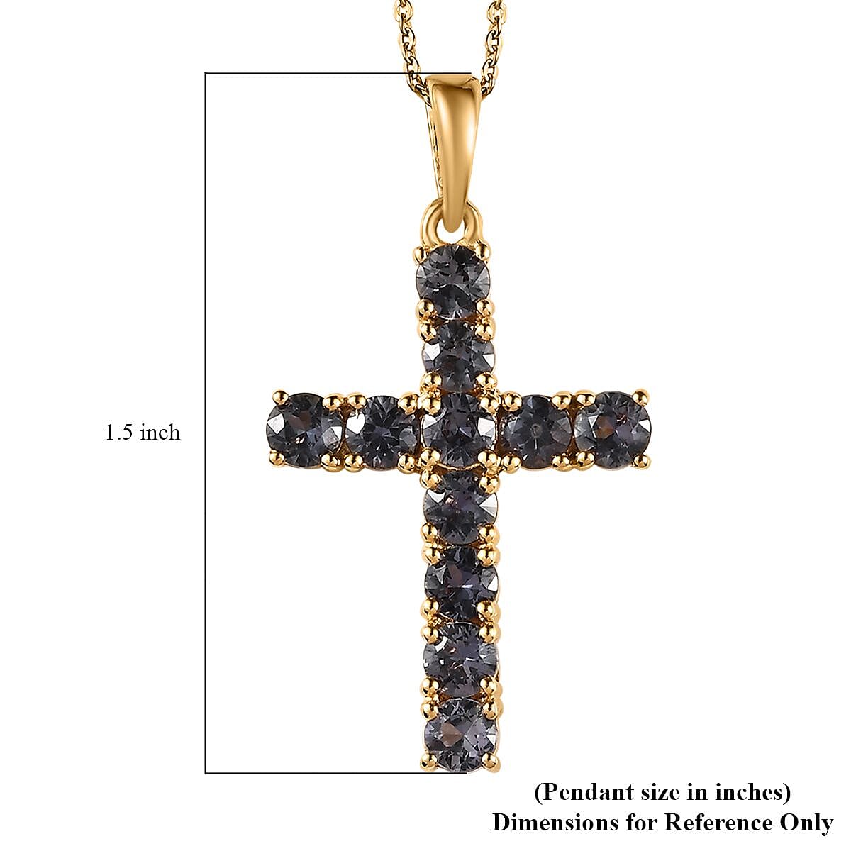 Parti Sapphire Cross Pendant Necklace 20 Inches in Vermeil Yellow Gold Over Sterling Silver 3.50 ctw image number 5