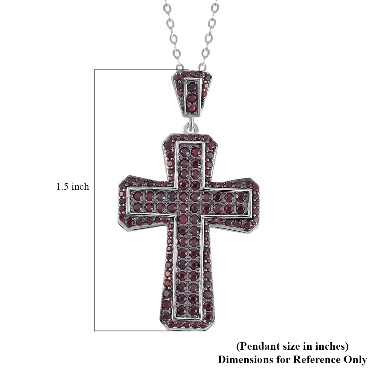 Mozambique Garnet and White Zircon Reversible Cross Pendant Necklace 20 Inches in Rhodium Over Sterling Silver 2.25 ctw image number 6