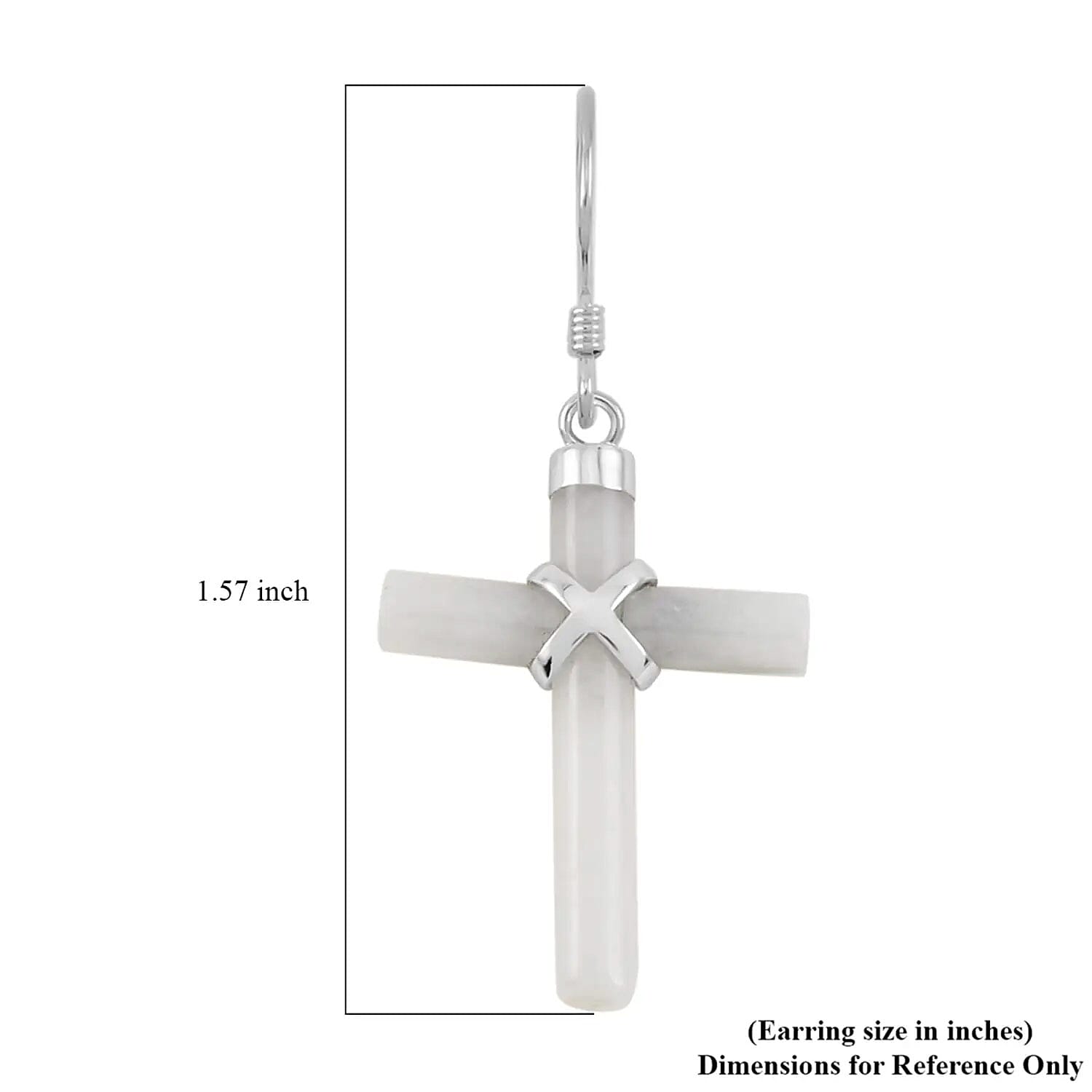 Natural Jade Cross Earrings and Pendant Necklace 18 Inches in Rhodium Over Sterling Silver 48.50 ctw