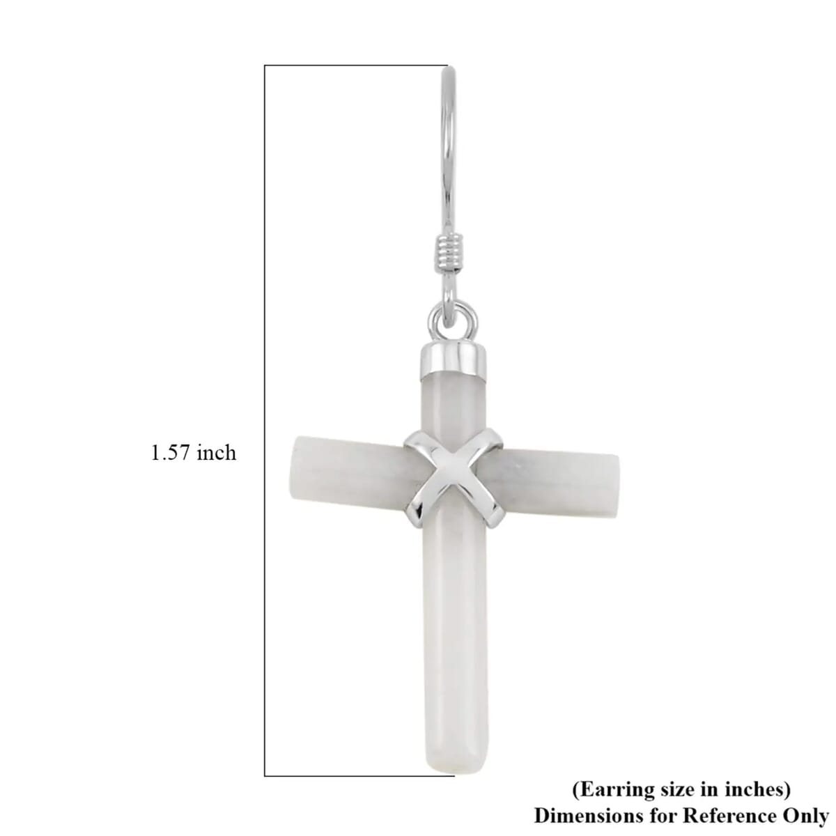 Doorbuster White Jade Cross Earrings and Pendant Necklace 18 Inches in Rhodium Over Sterling Silver 48.50 ctw image number 7