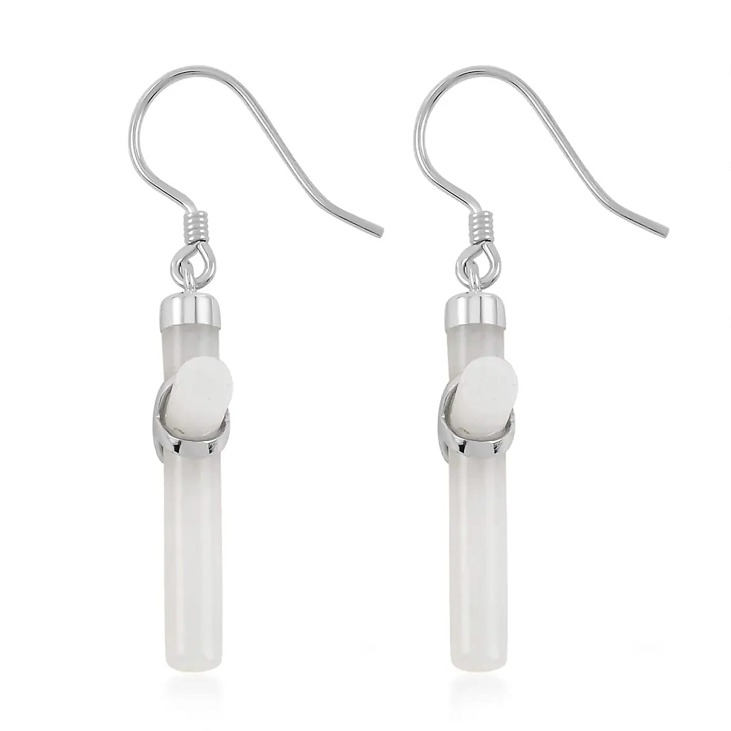 Natural Jade Cross Earrings and Pendant Necklace 18 Inches in Rhodium Over Sterling Silver 48.50 ctw