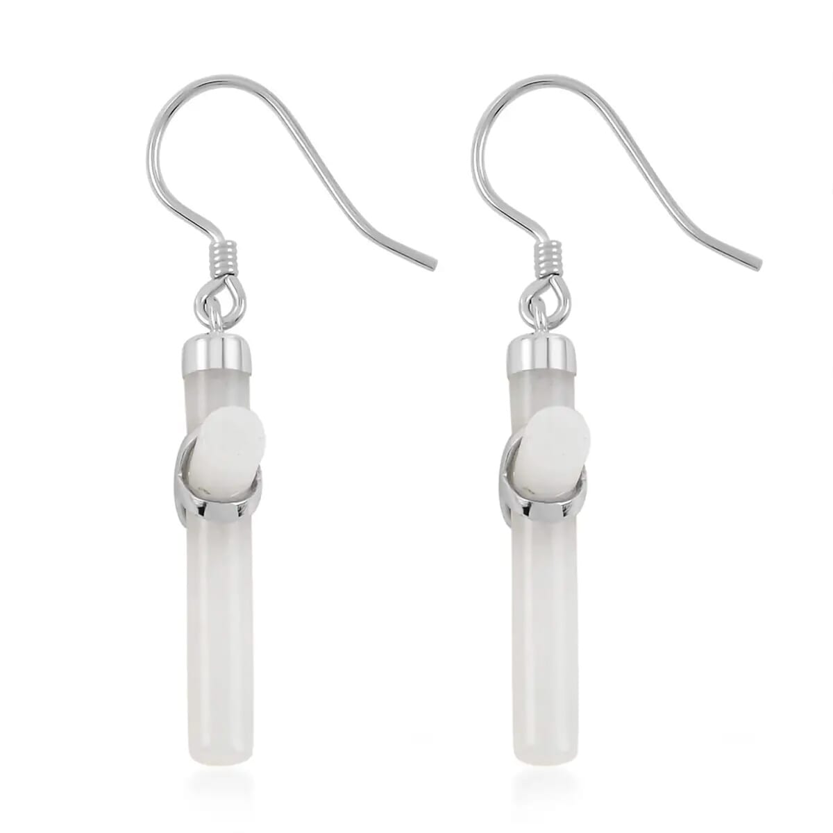 Doorbuster White Jade Cross Earrings and Pendant Necklace 18 Inches in Rhodium Over Sterling Silver 48.50 ctw image number 9