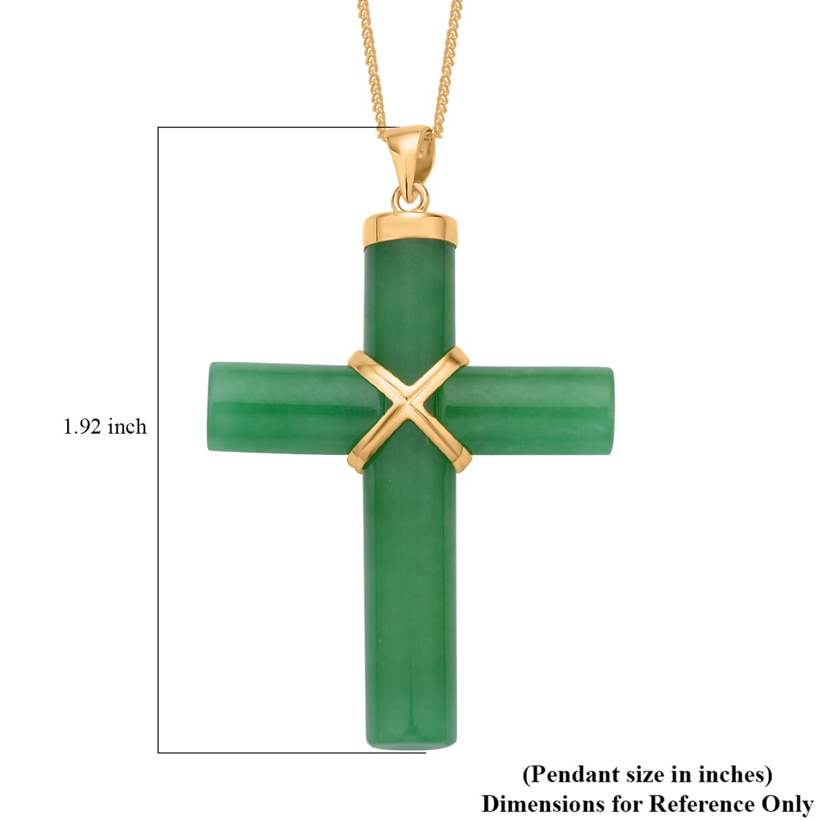 Green Jade (D) 52.00 ctw Cross Earrings and Pendant Necklace in Vermeil Yellow Gold Over Sterling Silver 18 Inches image number 4