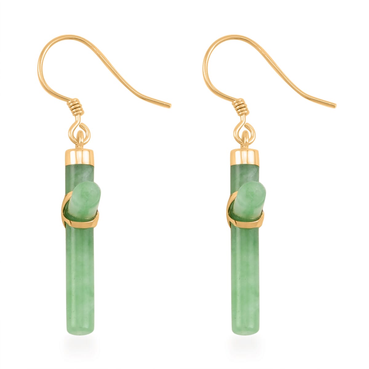 Green Jade (D) 52.00 ctw Cross Earrings and Pendant Necklace in Vermeil Yellow Gold Over Sterling Silver 18 Inches image number 6