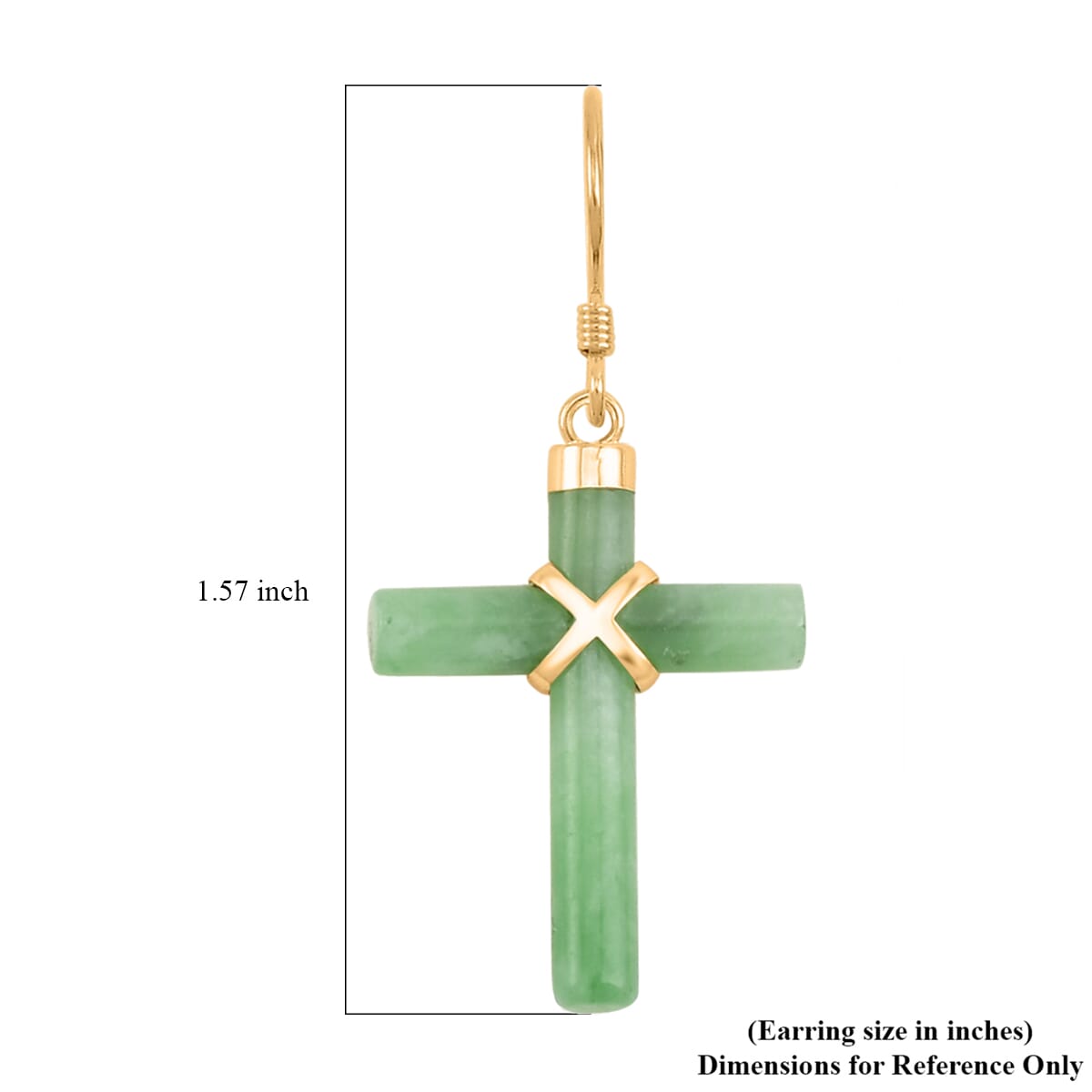 Green Jade (D) 52.00 ctw Cross Earrings and Pendant Necklace in Vermeil Yellow Gold Over Sterling Silver 18 Inches image number 7