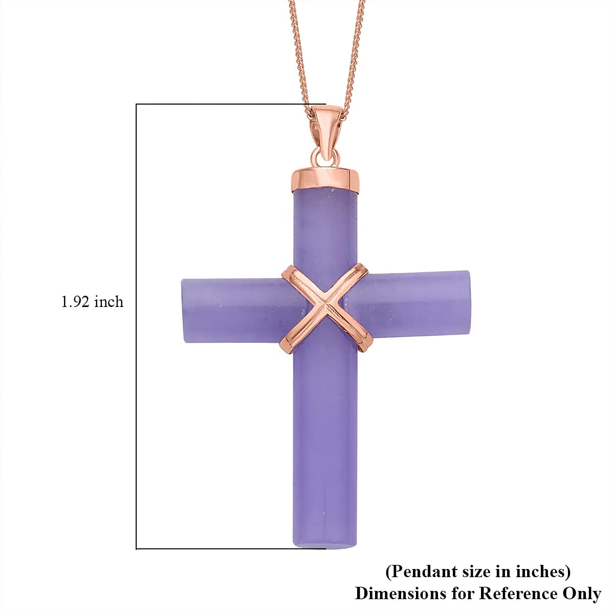 Purple Jade (D) Cross Earrings and Pendant Necklace 18 Inches in Vermeil Rose Gold Over Sterling Silver 48.50 ctw image number 6