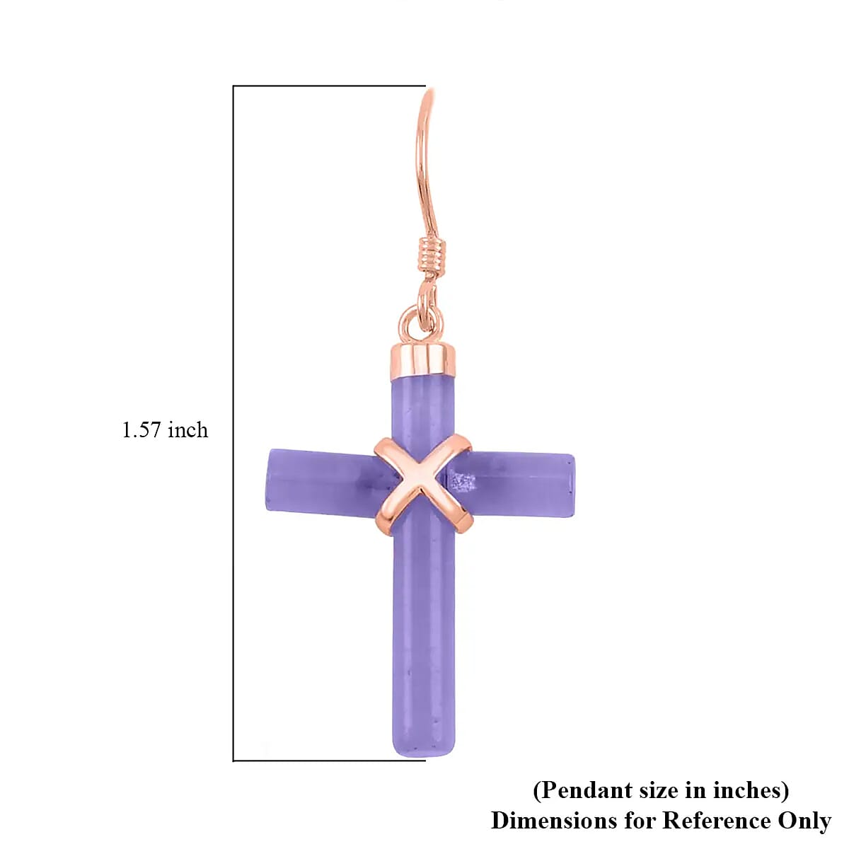 Purple Jade (D) Cross Earrings and Pendant Necklace 18 Inches in Vermeil Rose Gold Over Sterling Silver 48.50 ctw image number 7