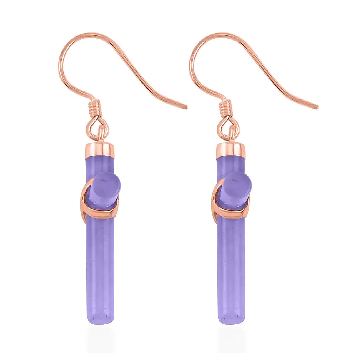 Purple Jade (D) Cross Earrings and Pendant Necklace 18 Inches in Vermeil Rose Gold Over Sterling Silver 48.50 ctw image number 9