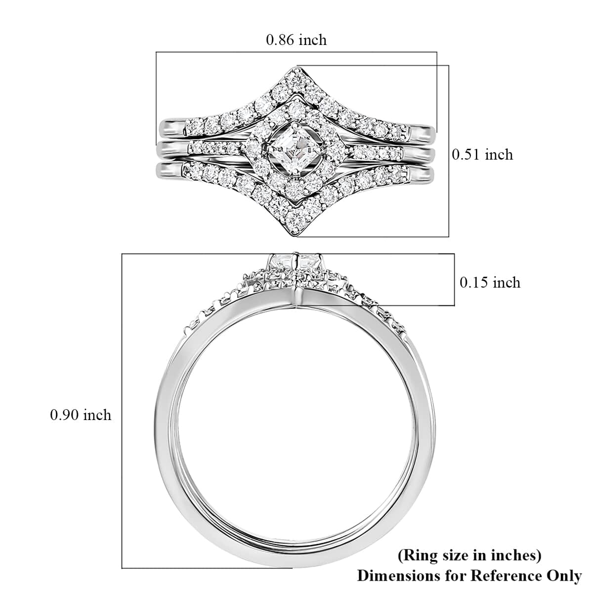 Luxoro SGL Certified 14K White Gold Diamond G-H I1 Set of 3 Stackable Ring (Size 6.0) 0.50 ctw image number 5