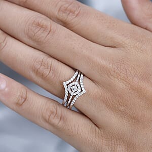 Luxoro SGL Certified 14K White Gold Diamond G-H I1 Set of 3 Stackable Ring (Size 7.0) 0.50 ctw