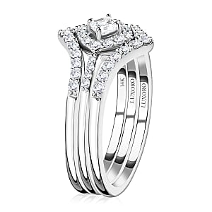 Luxoro SGL Certified 14K White Gold Diamond G-H I1 Set of 3 Stackable Ring (Size 7.0) 0.50 ctw